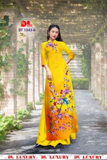 MẪU IN ÁO DÀI BT1043-6 HOA ĐÒA VÀNG